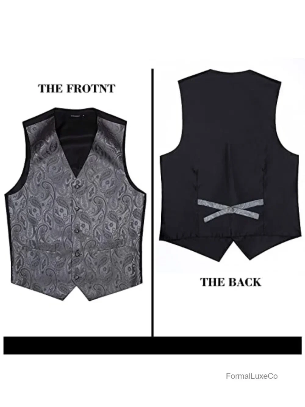 Men's 3pc Paisley Suit Vest Set with Tie & Pocket Square, V-Neck Waistcoat
